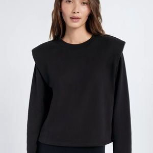 The Group By Babaton Aritzia Persona Crew Neck Shoulder Pad Sweatshirt Black